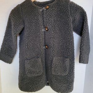 Hanna Anderson Girls Lined Gray Bear Fluff Fleece Sweater Jacket Toggle 110